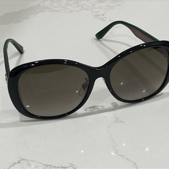 Gucci GG 0849SK 001 Black Green/Brown Gradient Round Sunglasses - Picture 3 of 13